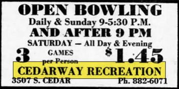 Cedarway Recreation - Dec 1979  Ad (newer photo)
